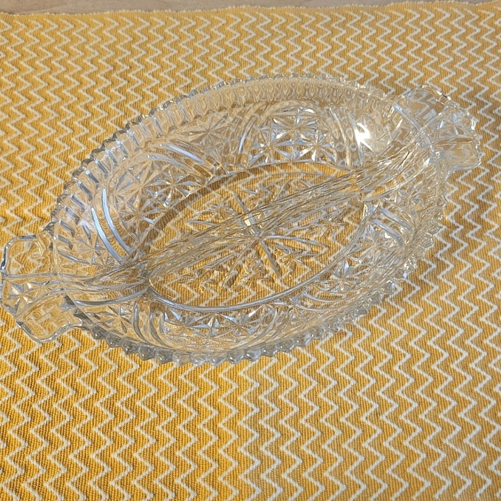 Vintage Anchor Hocking Divided Glass Serving Dish Tray